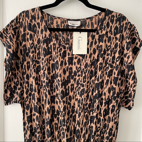Ganni Syrah Leopard Blouson Mini Dress - Picture 4 of 12